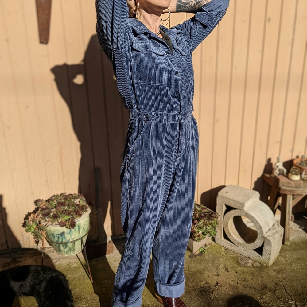 Vintage Wrangle Blue Corduroy Jumpsuit Boilersuit Coveralls